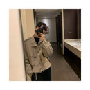 MRCYC Men s Spring and Autumn New Korean Loose Trendy Fake Two Piece Collar Retro Work Jacket image 2