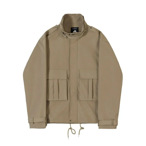 MRCYC Men s Spring and Autumn New Korean Loose Trendy Fake Two Piece Collar Retro Work Jacket image 5