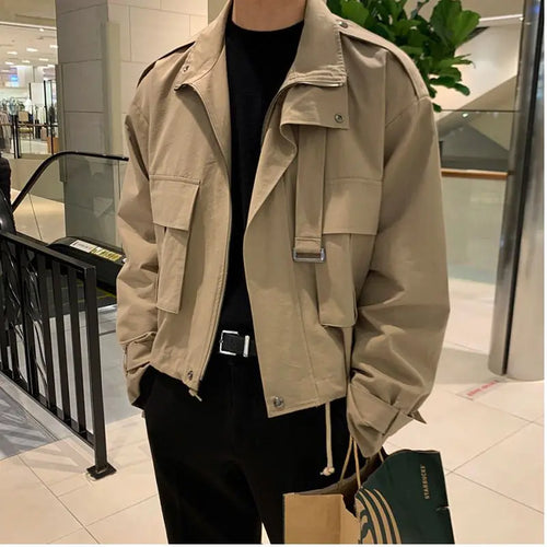KOREAN FAKE TWO PIECE COLLAR WORK JACKET Mrcyc
