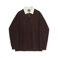 RETRO CONTRAST COLLARED PULLOVER SWEATSHIRT