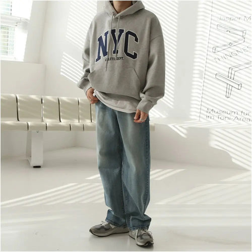 MRCYC lazy style embroidered hooded sweatshirt men s spring new pullover jacket Korean loose cotton top image 4