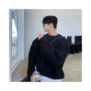 Sweater Korean lazy style male niche personality ins knit sweater design sense versatile solid color spring autumn base shirt image 2