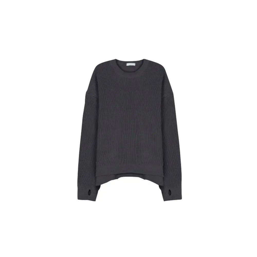 Sweater Korean lazy style male niche personality ins knit sweater design sense versatile solid color spring autumn base shirt image 5