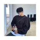 Sweater Korean lazy style male niche personality ins knit sweater design sense versatile solid color spring autumn base shirt image 0