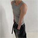 High quality stretch cotton knit slim fit sleeveless vest for men new summer style comfortable fitness base layer T shirt image 2