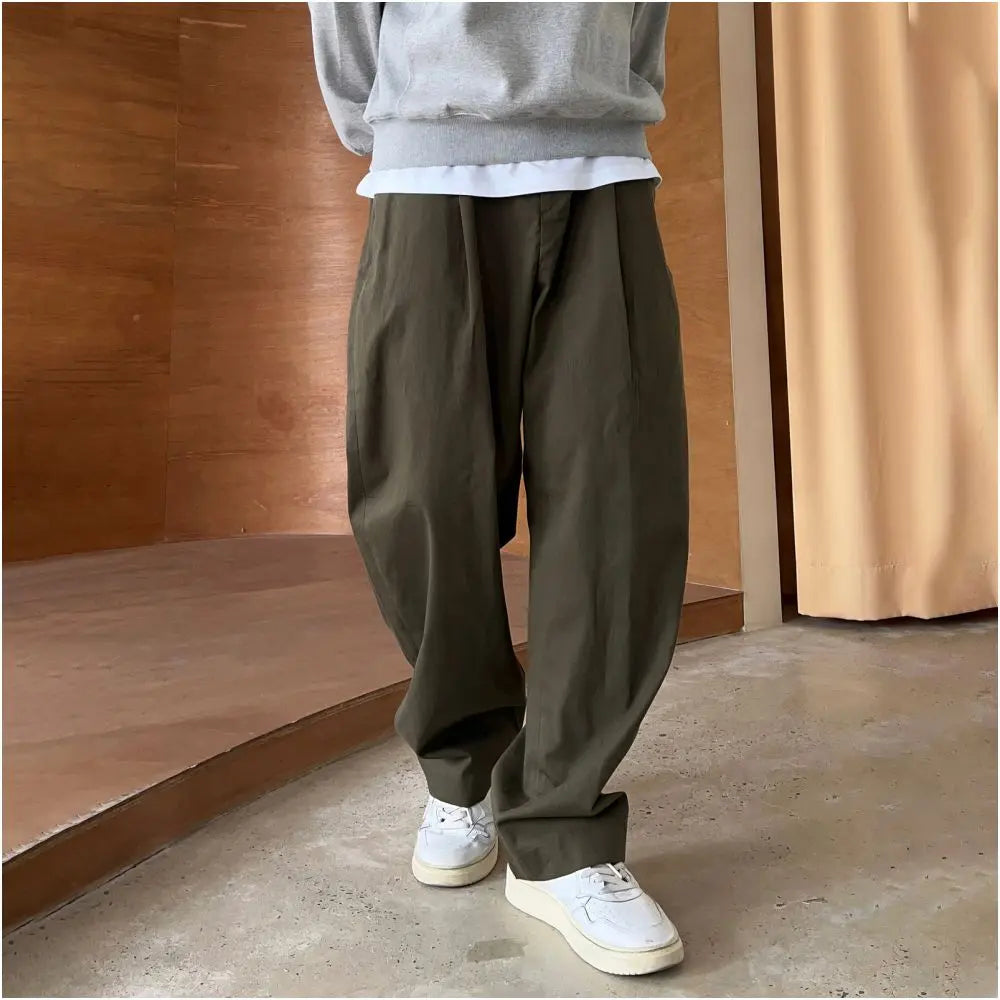 MILITARY GREEN JAPANESE WORKWEAR STRAIGHT PANTS 我是大卫