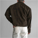 Maillard retro brown thick workwear jacket for men in autumn and winter cool and stylish imitation suede and cotton short jacket jacket image 3