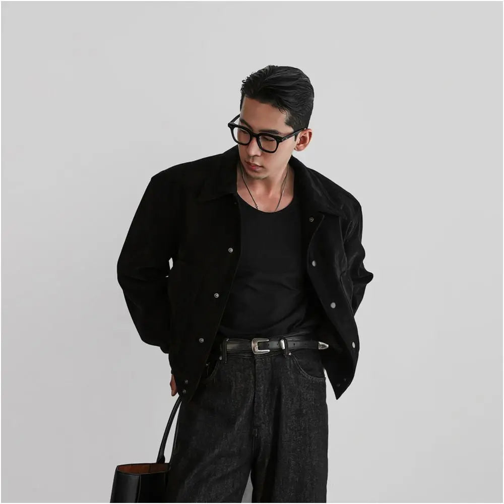 Maillard retro brown thick workwear jacket for men in autumn and winter cool and stylish imitation suede and cotton short jacket jacket image 5