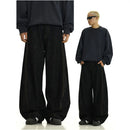 American retro denim pants washed wide leg mid high waist straight leg black casual explosive street style versatile pants image 1