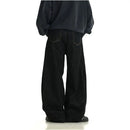 American retro denim pants washed wide leg mid high waist straight leg black casual explosive street style versatile pants image 4