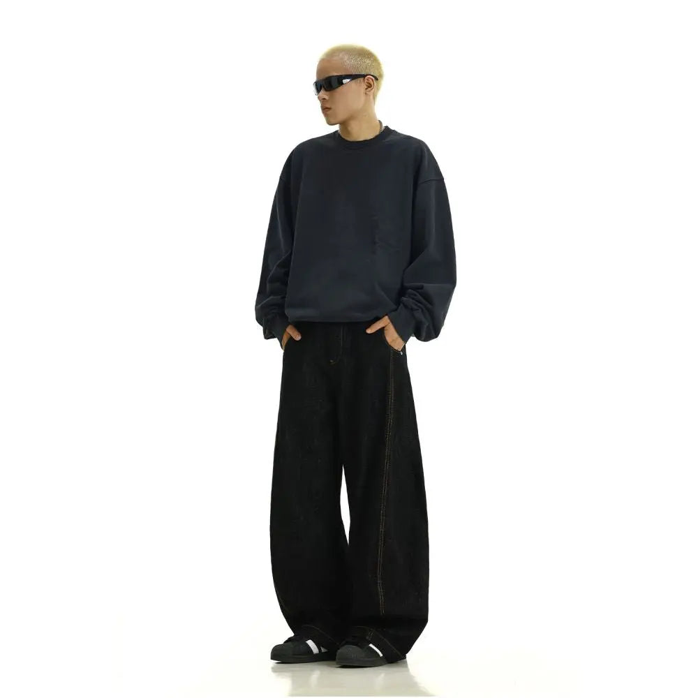 RETRO WASHED WIDE-LEG DENIM PANTS