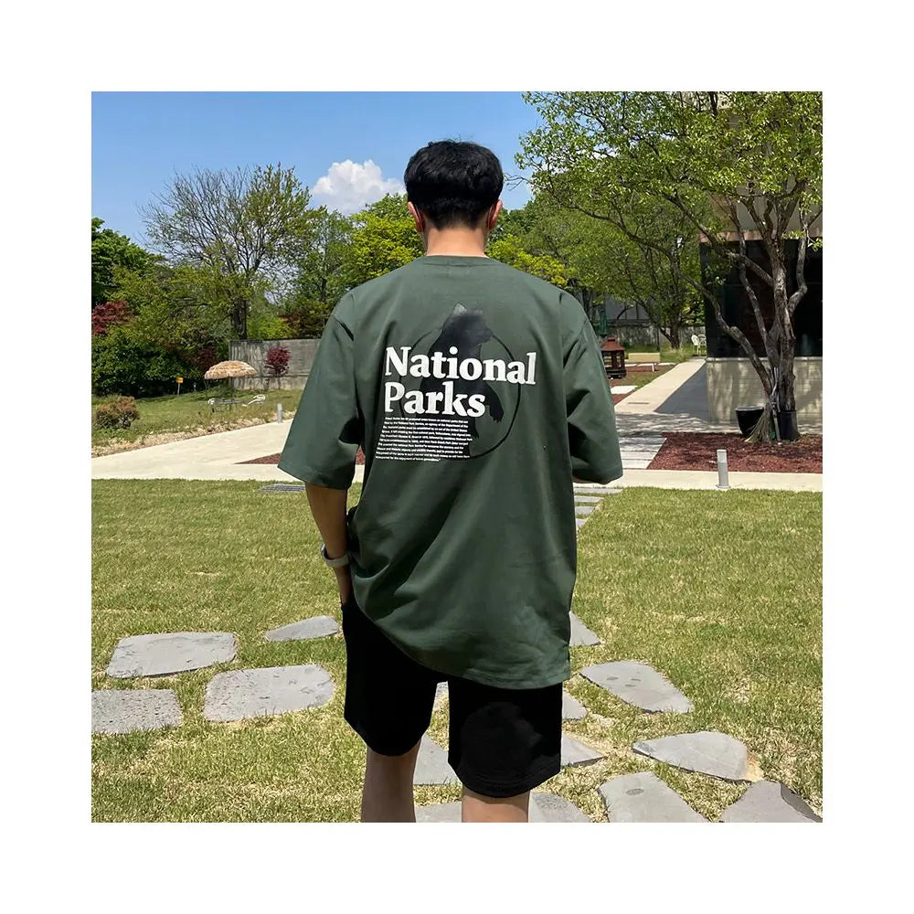 MRCYC Korean Style Loose Casual Men s Short Sleeve T Shirt with Letter Print Pure Cotton Round Neck Half Sleeve for Students image 2