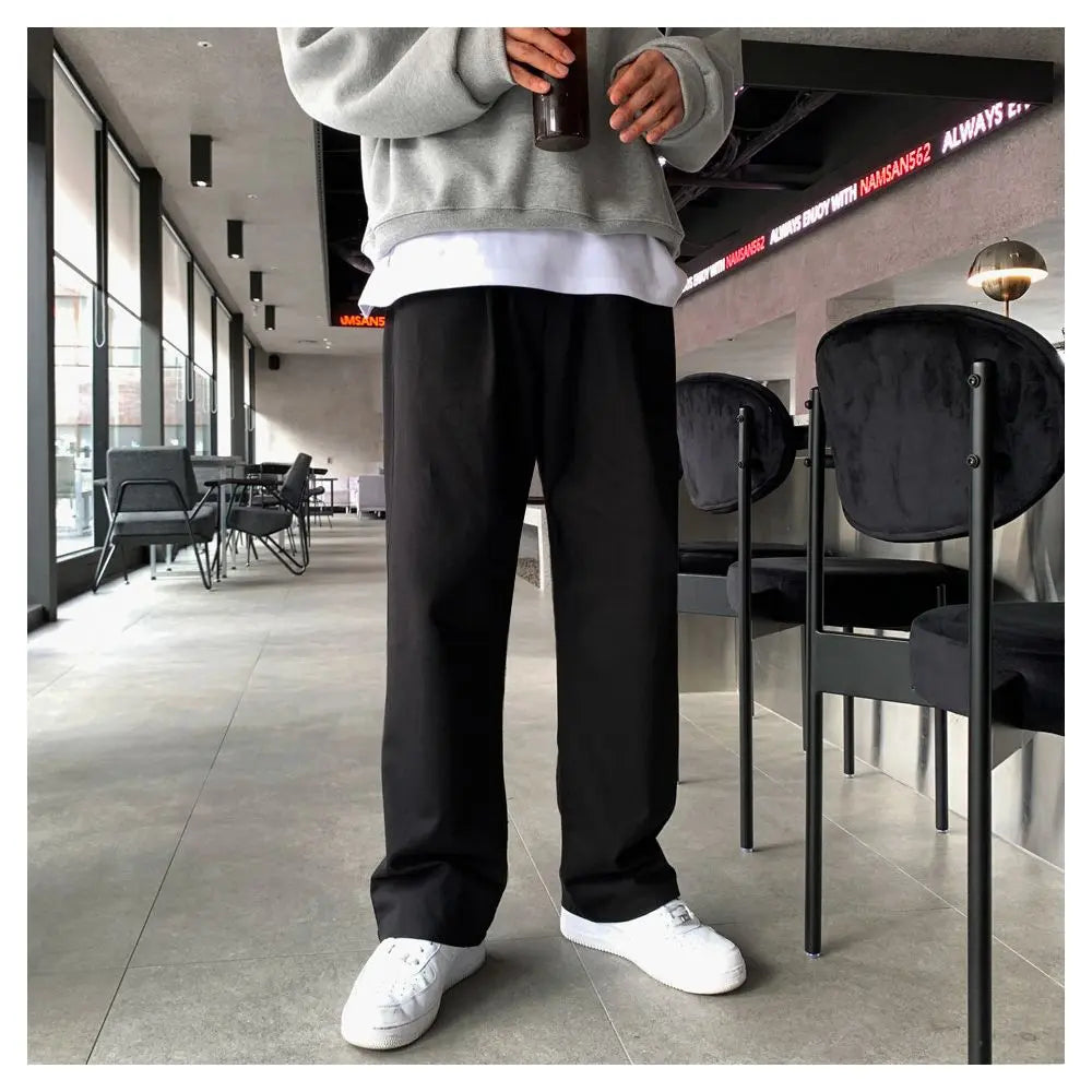 KOREAN CLEANFIT WIDE-LEG CASUAL PANTS Mrcyc