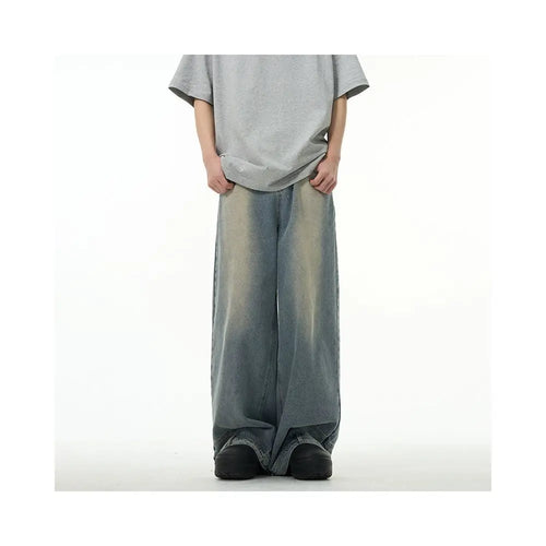 Oulang s shop features American style high street pants men s hooligans handsome and explosive streets European and American retro inverted jeans couple s niche pants image 2