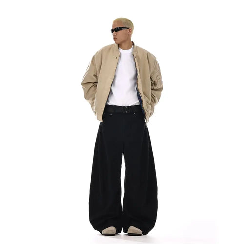 American style trendy brand drooping wide leg casual trousers for men and women commuting loose washed black high street straight leg sickle pants image 4