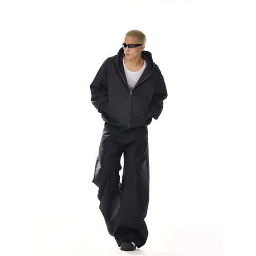 American high waisted retro curved knife wide leg suit pants for men and women loose straight tube high end versatile floor length casual pants image 2