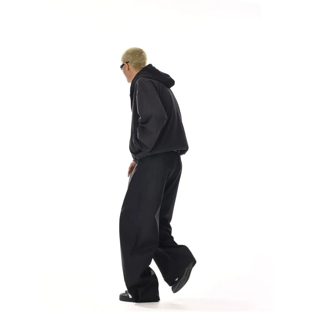 American high waisted retro curved knife wide leg suit pants for men and women loose straight tube high end versatile floor length casual pants image 3