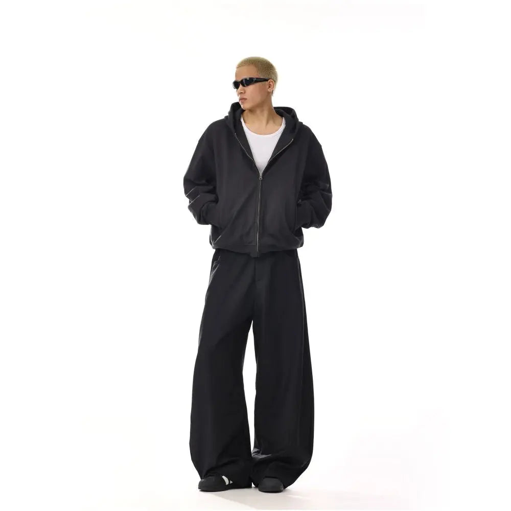 American high waisted retro curved knife wide leg suit pants for men and women loose straight tube high end versatile floor length casual pants image 4