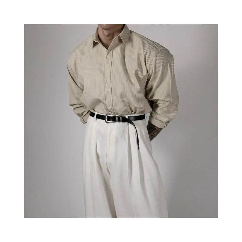 HIGH-END IRONLESS STRIPED LONG SLEEVE SHIRT