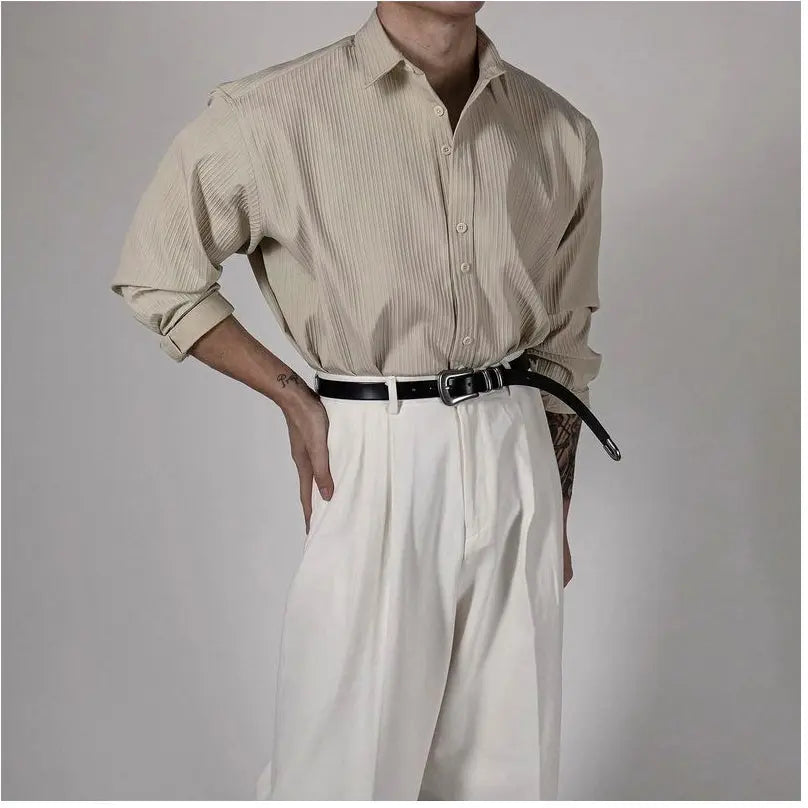 HIGH-END IRONLESS STRIPED LONG SLEEVE SHIRT