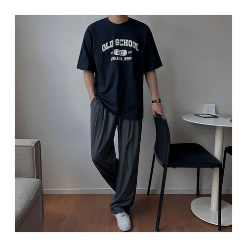 MRCYC letter printed short sleeved T shirt men s summer loose round neck T shirt Korean commuting style pure cotton half sleeved top image 1