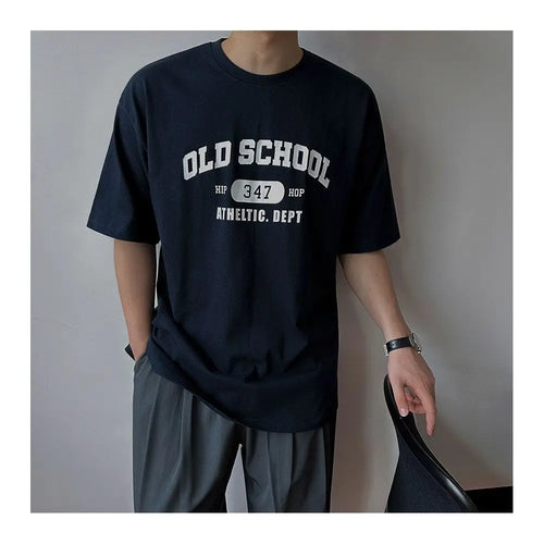 MRCYC letter printed short sleeved T shirt men s summer loose round neck T shirt Korean commuting style pure cotton half sleeved top image 2