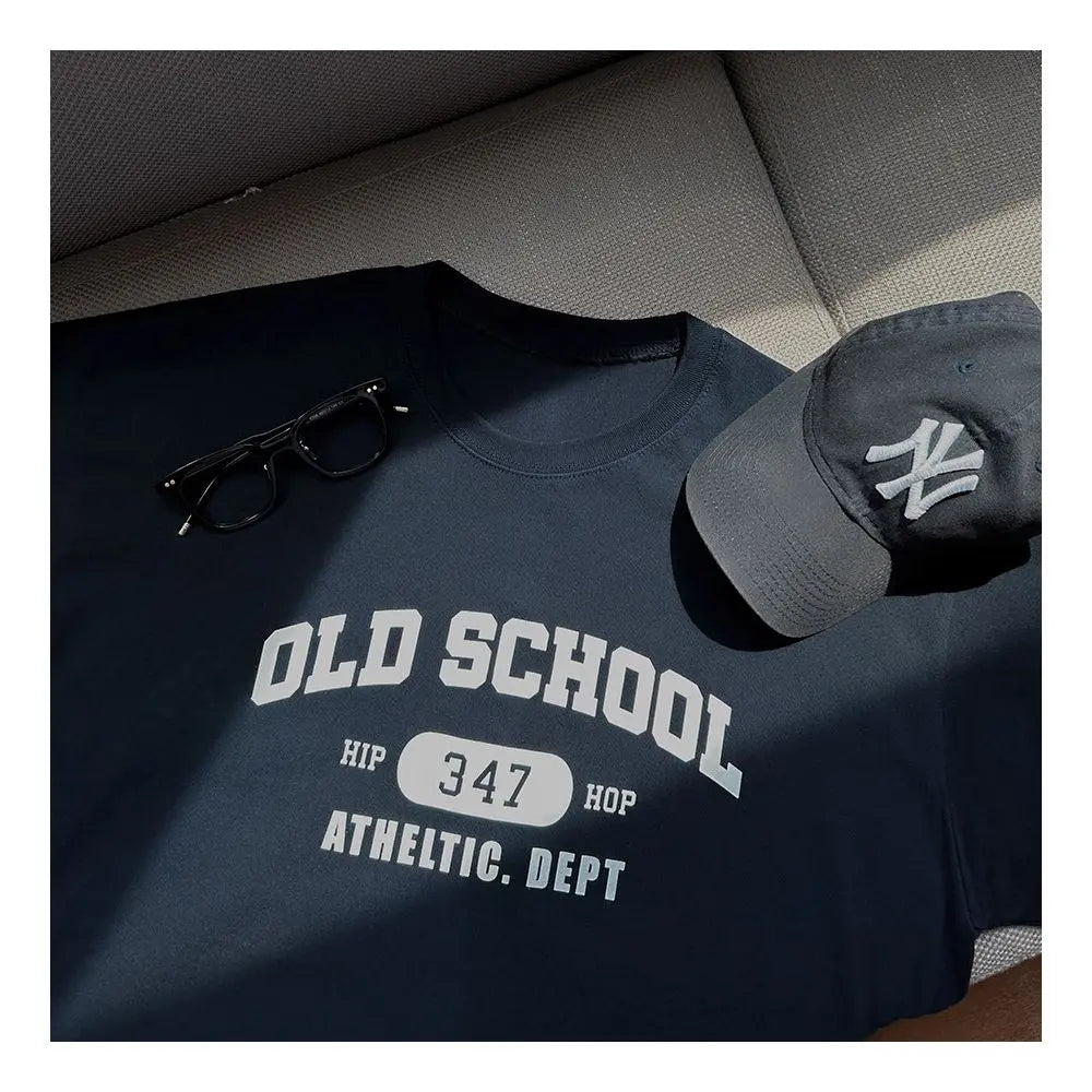 KOREAN LETTER PRINT LOOSE FIT COTTON T-SHIRT Mrcyc