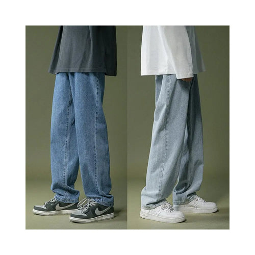 West Coast oversized pants for men rugged and stylish with a high end feel Light blue washed jeans loose straight leg dad pants image 3