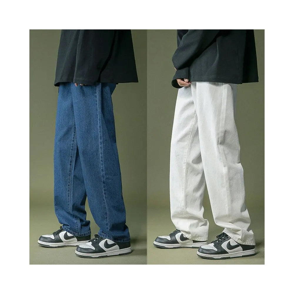 West Coast oversized pants for men rugged and stylish with a high end feel Light blue washed jeans loose straight leg dad pants image 4