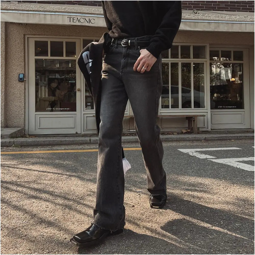 KOREAN RETRO MICRO-FLARED FLOOR-LENGTH JEANS Mrcyc