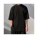 MRCYC pleated short sleeved T shirt for men in summer Japanese style loose hanging feeling half sleeved Korean style trendy pleated round neck T shirt image 0