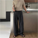 Military green linen suit trousers for men spring and autumn high end loose straight leg draping cotton and linen trousers wide leg casual trousers image 4