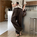MILITARY GREEN COTTON-LINEN WIDE-LEG TROUSERS DAVID&ME