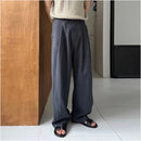 MILITARY GREEN COTTON-LINEN WIDE-LEG TROUSERS DAVID&ME