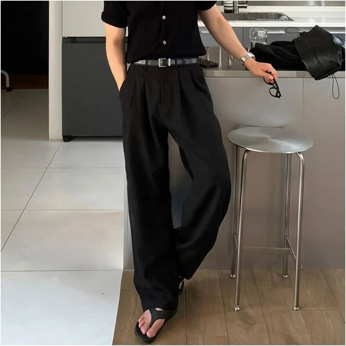 MILITARY GREEN COTTON-LINEN WIDE-LEG TROUSERS DAVID&ME