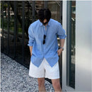 Summer shirt blue casual top men s shirt American style South Korea Dongdaemun men s fashion design shirt image 3