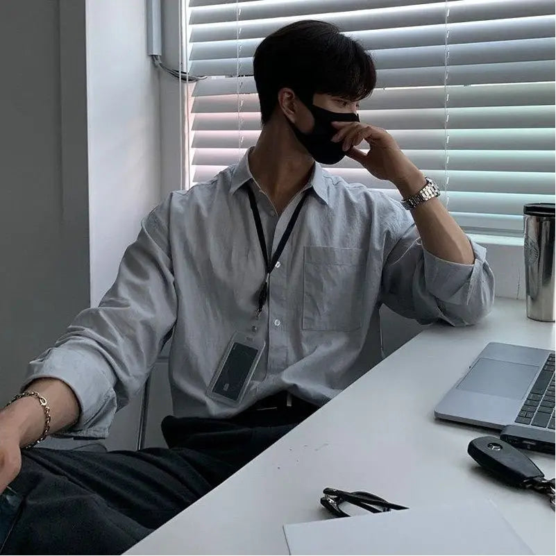AMERICAN STYLE DONGDAEMUN BLUE CASUAL SHIRT 摇橹人