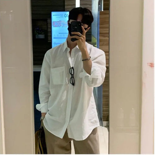 AMERICAN STYLE DONGDAEMUN BLUE CASUAL SHIRT 摇橹人