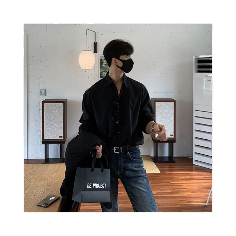 AMERICAN STYLE DONGDAEMUN BLUE CASUAL SHIRT 摇橹人