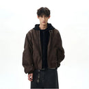 A PUEE American retro bomber double layered fake two piece hooded flight jacket boxy short Barn style jacket image 5