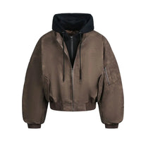 RETRO FAKE TWO-PIECE BOMBER FLIGHT JACKET