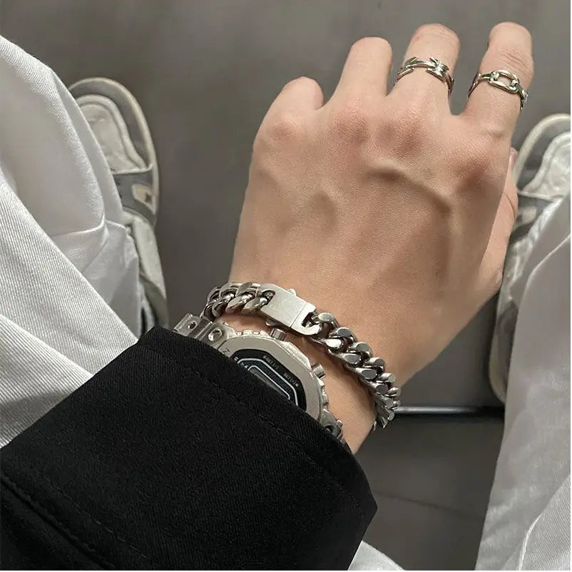 Original European and American Ins Trendy Cool 3D Cutting Titanium Steel Cuban Handicraft Men s Hip Hop Street niche Design High End image 1