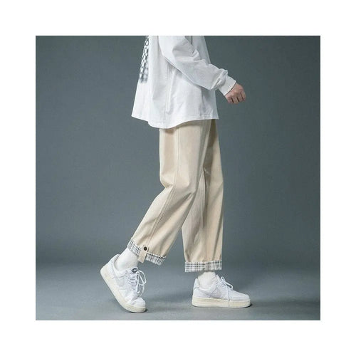 Maite You pure cotton workwear pants men s autumn and winter Japanese loose straight leg spring and autumn style men s casual cropped pants image 3