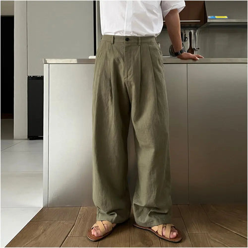 OLD MONEY STYLE COTTON-LINEN LAZY WIDE-LEG PANTS Ssumenam