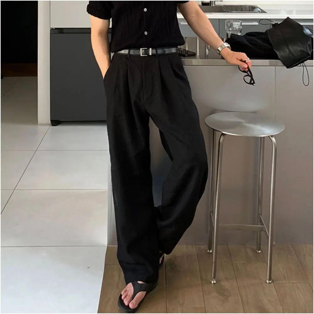 OLD MONEY STYLE COTTON-LINEN LAZY WIDE-LEG PANTS Ssumenam