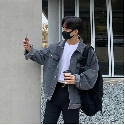 KOREAN LOOSE FIT WORKWEAR DENIM JACKET Mrcyc