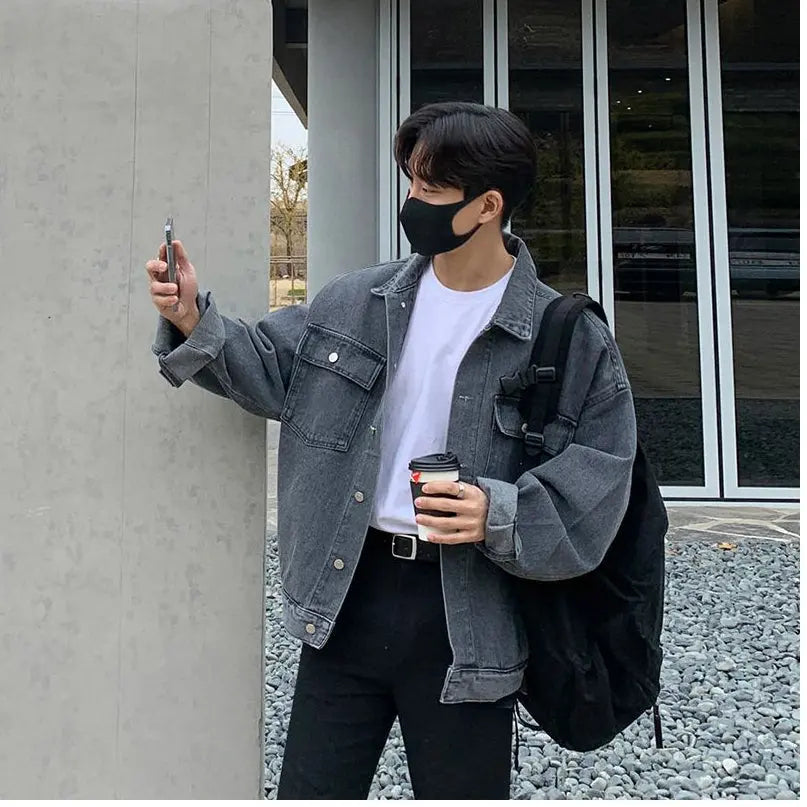 KOREAN LOOSE FIT WORKWEAR DENIM JACKET Mrcyc