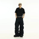 American functional work pants men s high street ruff and handsome pleated loose and versatile casual pants image 4