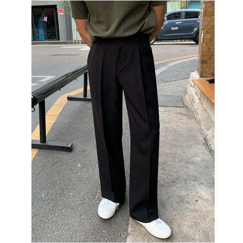Korean style trendy straight leg casual trousers summer men s versatile solid color trousers hanging down suit trousers youth style image 2