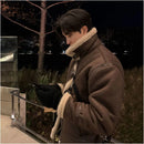 MRCYC Suede Stand Collar Cotton Coat for Men Loose Fit Warm Cotton padded Jacket Korean Style Trendy Lambswool Coat image 1